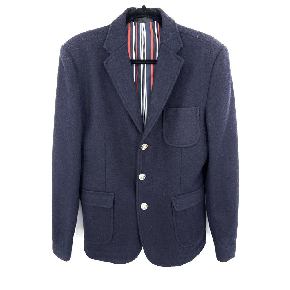J. LINDEBERG Navy Blue Boiled Wool 3 Button Blazer Coat Size XL